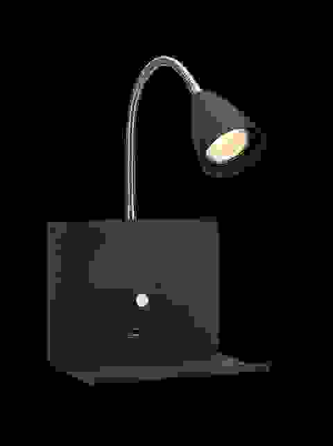 LOGI - Sänglampa USB Svart