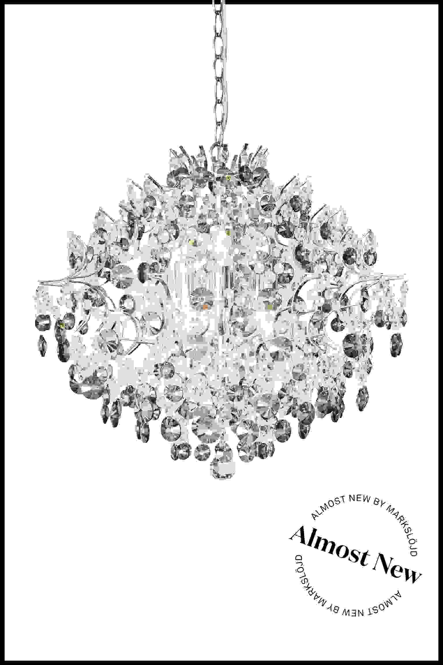 ALMOST NEW - HIDDEN GEM CHANDELIER 6L CHROME/CLEAR/S